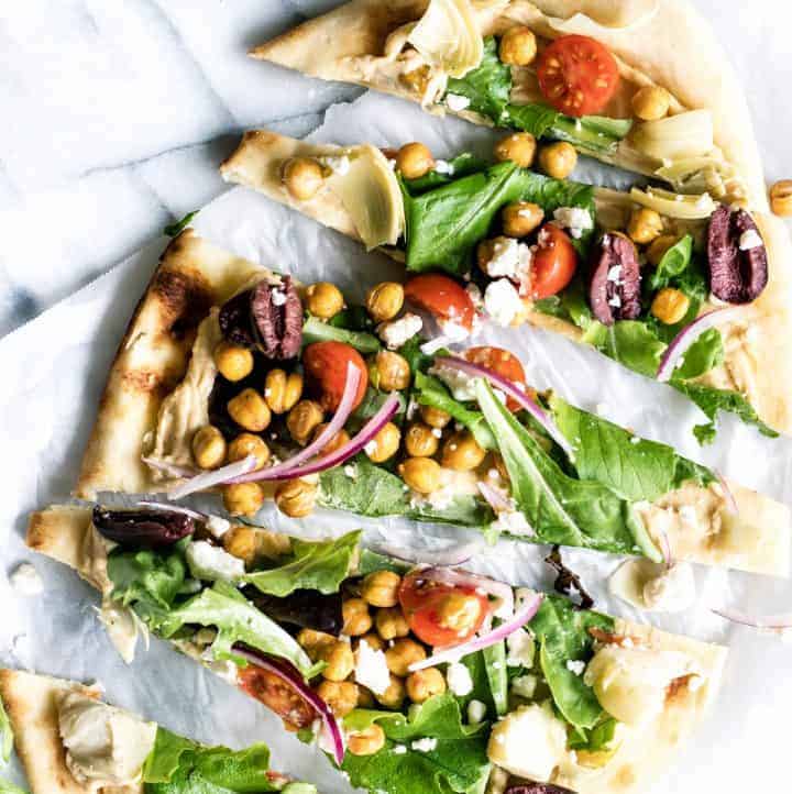 Hummus Flatbread Pizza - House of Yumm