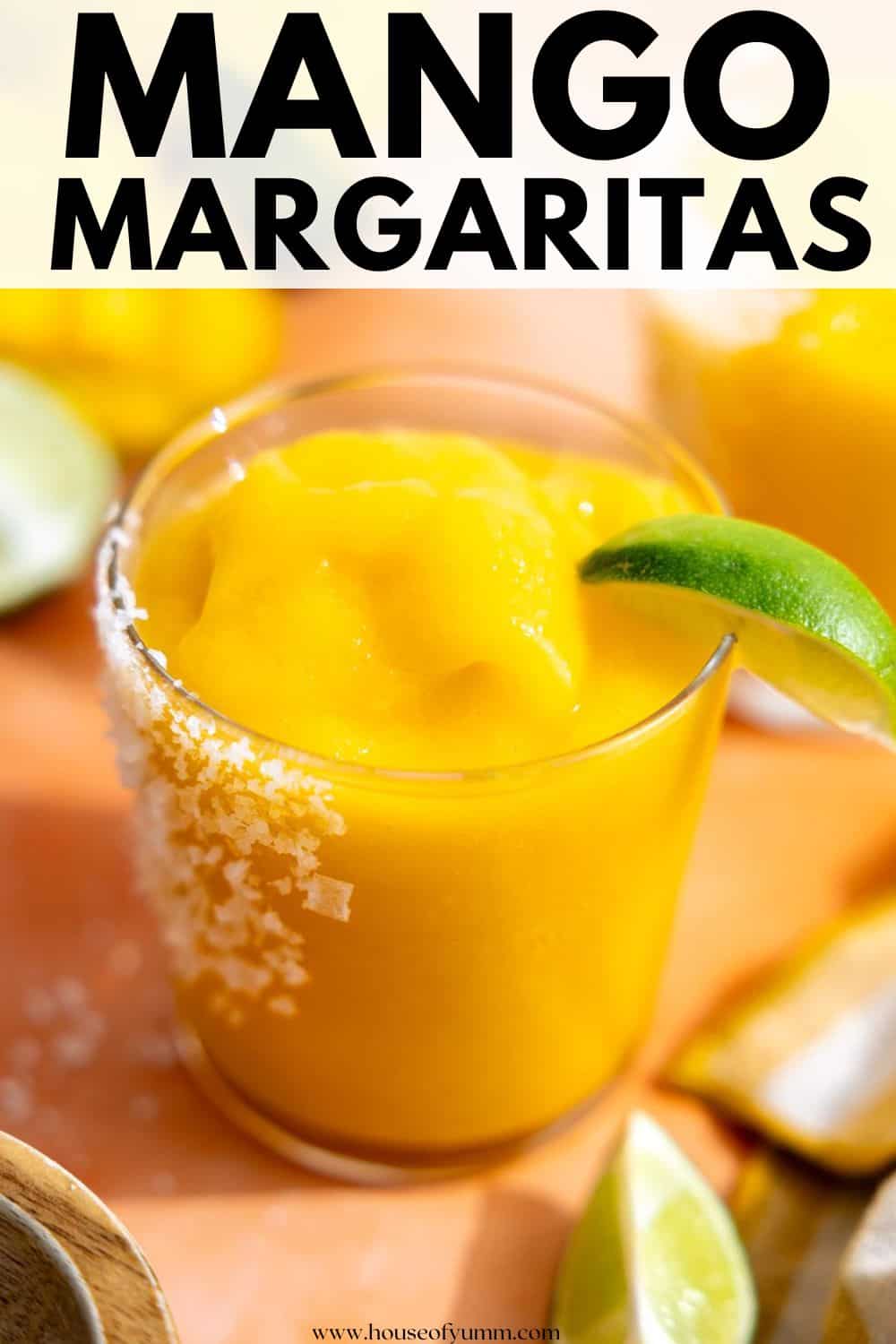 Mango margaritas with text.