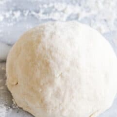 A ball of no yeast pizza dough.