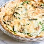 Baked bacon and spinach quiche.