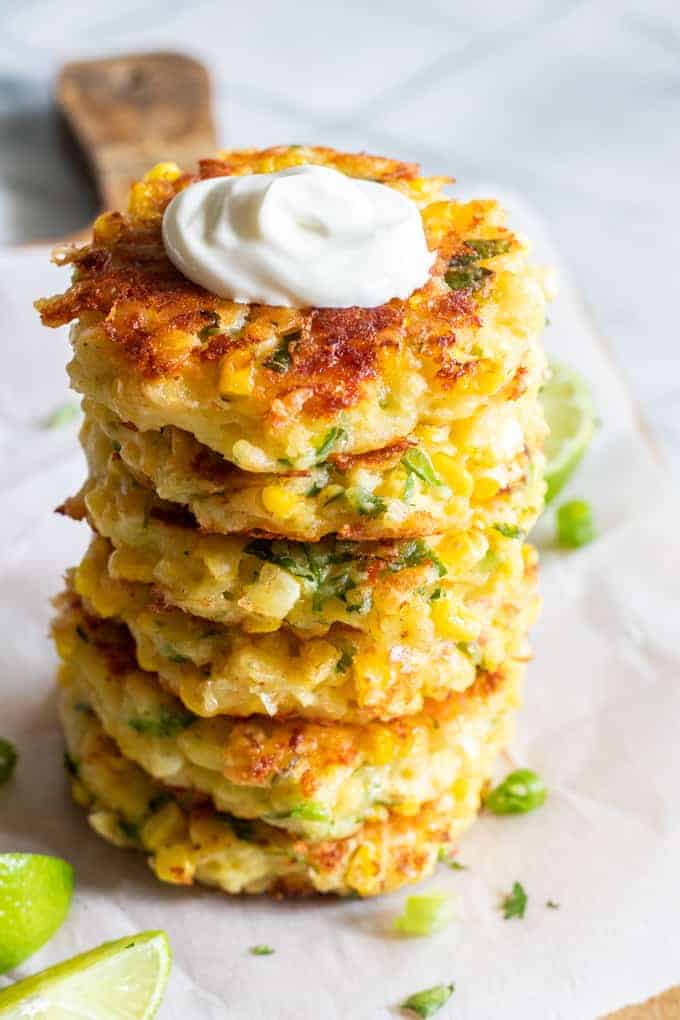 Cheesy Corn Fritters - House of Yumm