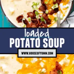 Pinterest collage of potato soup.