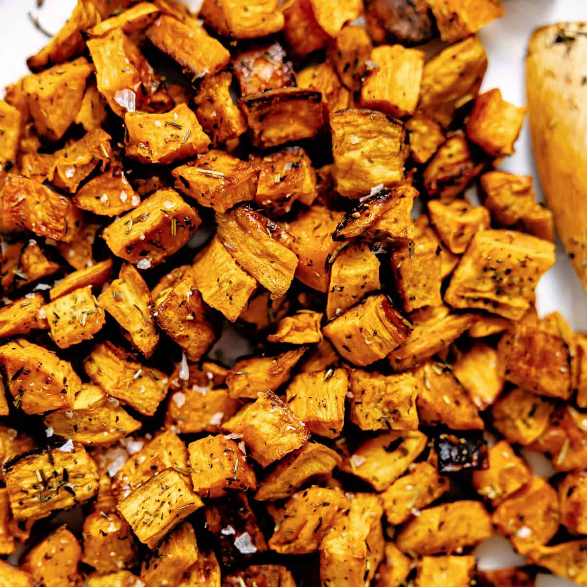 Crispy roasted sweet potato. 