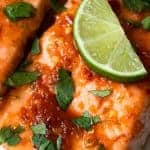 Close up of Chile lime salmon.