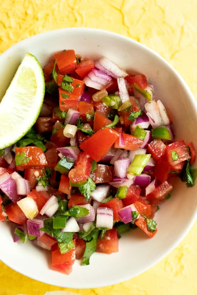 Homemade pico de Gallo for Tex Mex street tacos.