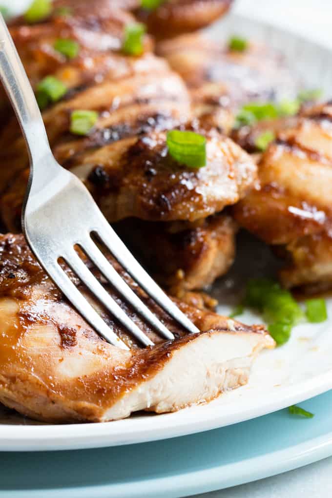 Cut Huli Huli chicken with a fork.