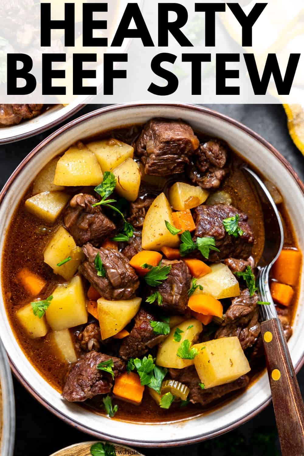 Beef stew with text.