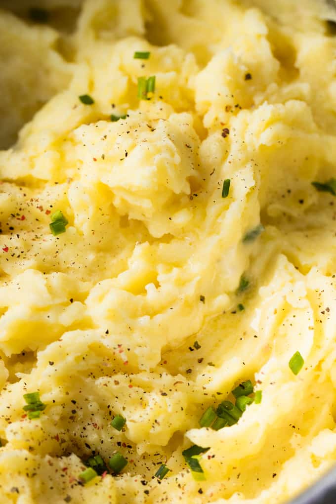 Peaks of fluffy mashed potatoes.