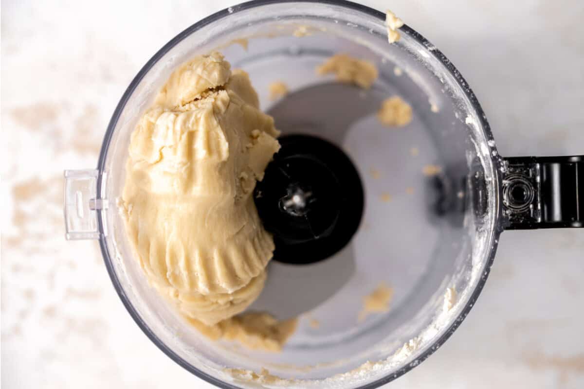 Pie crust dough that came together in a food processor. 