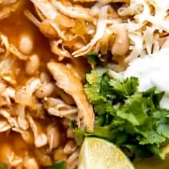 Up close view of chicken chili.