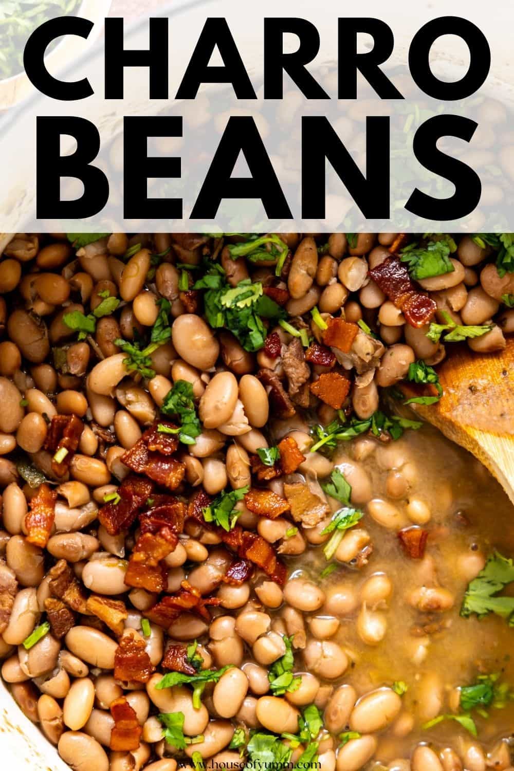 Charro beans with text.
