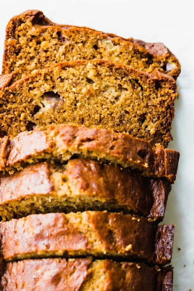 A loaf of banana read sliced.