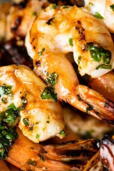Up close view of cooked shrimp.