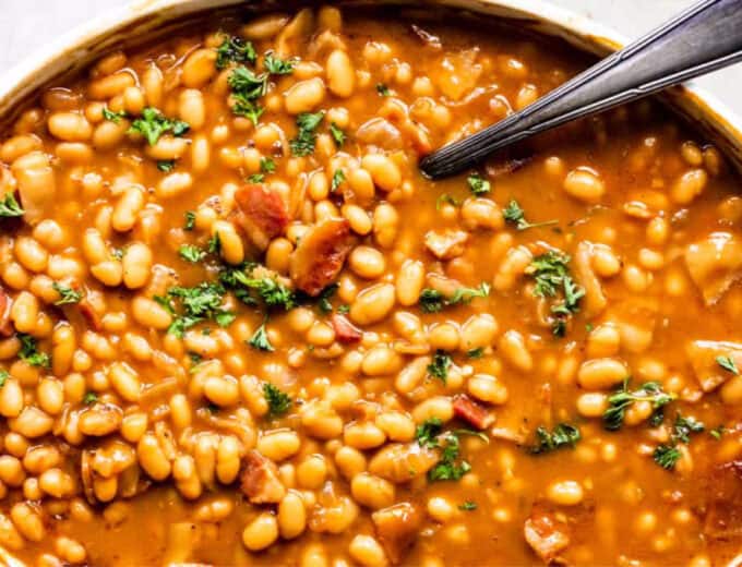 Favorite Baked Beans {with Bacon} - House of Yumm