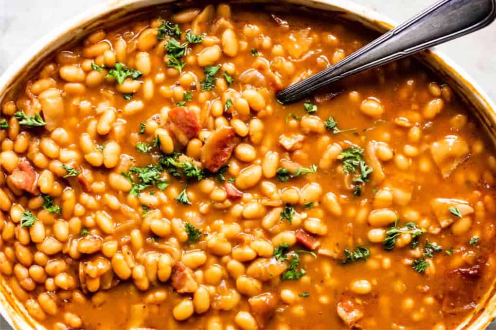 Favorite Baked Beans {with Bacon} - House of Yumm