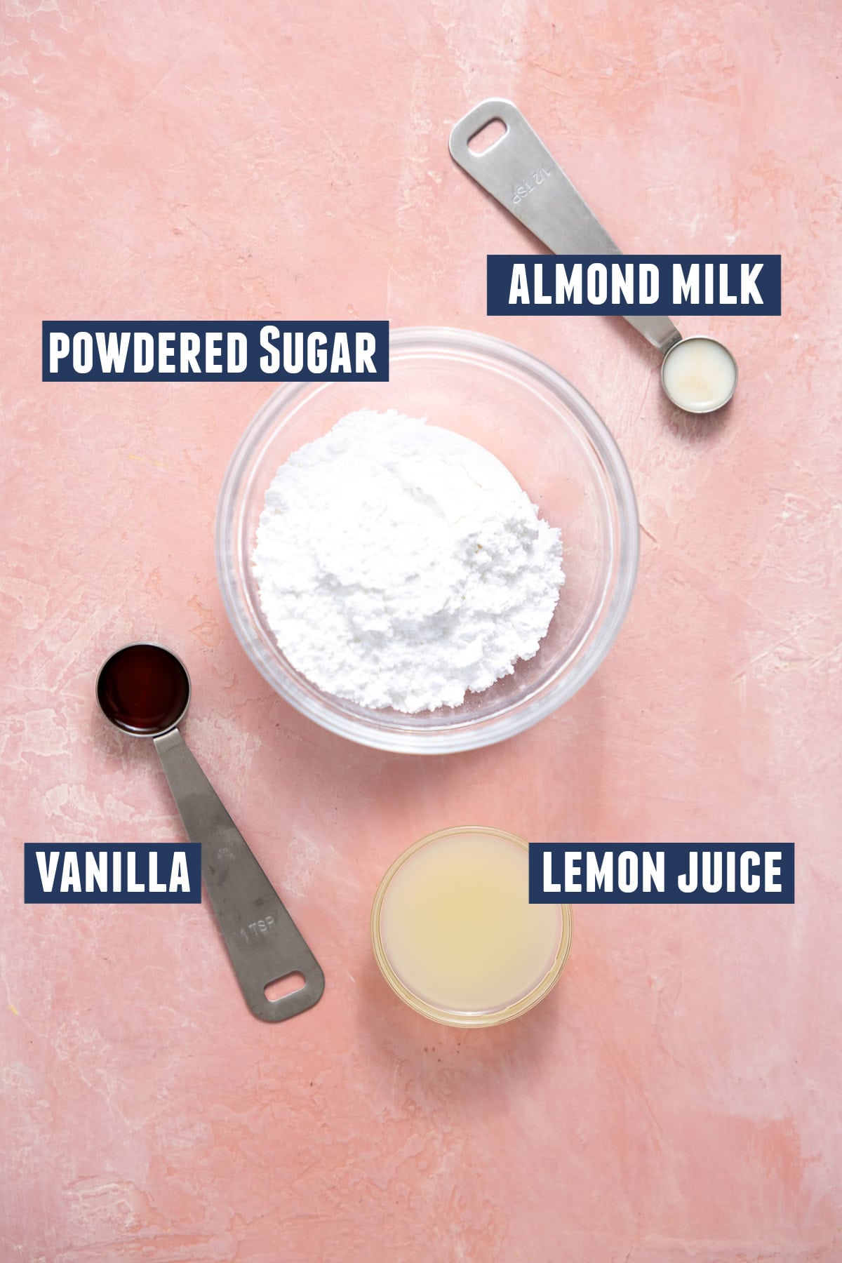 Ingredients needed to make a lemon glaze for muffins. 