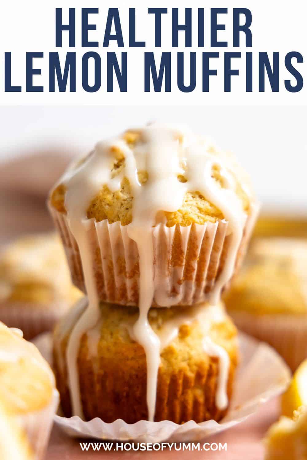 Healthier Lemon Muffins with text.