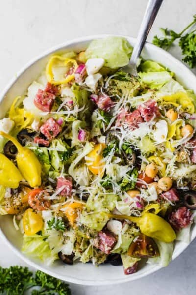 Italian Chop Salad Fully Loaded And With Homemade Dressing 