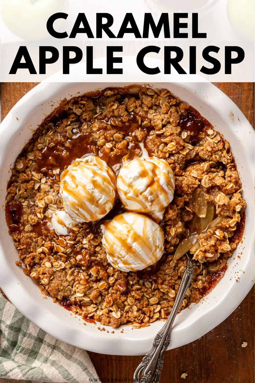 Caramel Apple Crisp with text.