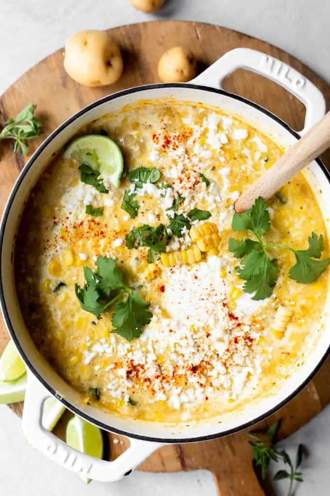 Easy Corn Chowder With TJ's Chicken-less Salt & Everything But The Elote