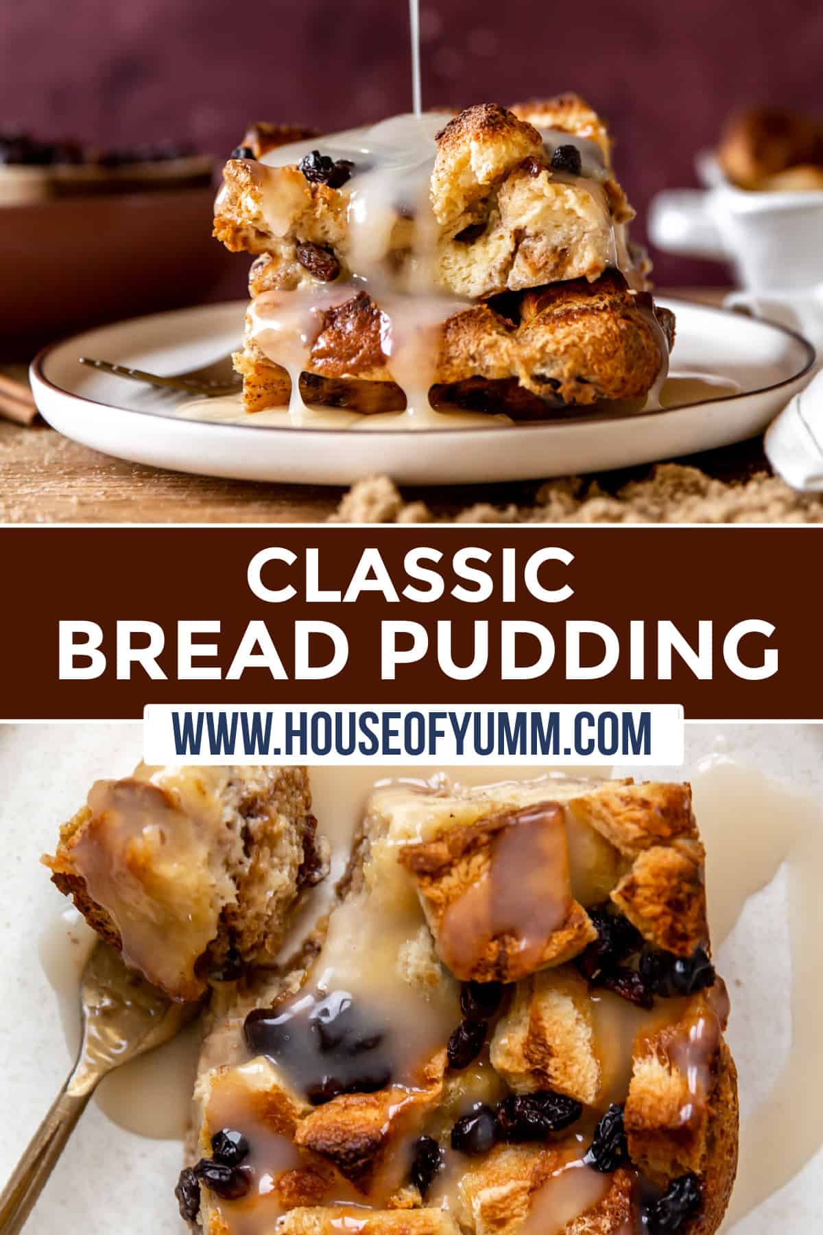 Bread pudding pin collage.