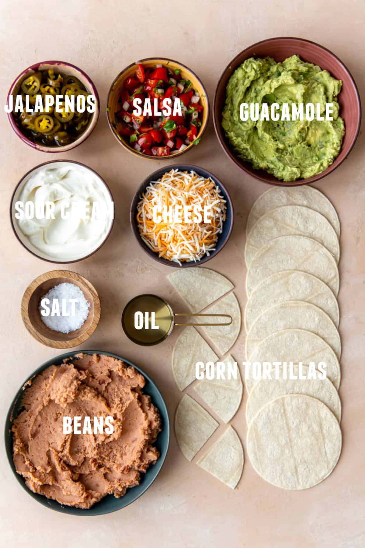 Ingredients needed to make Texas nachos.