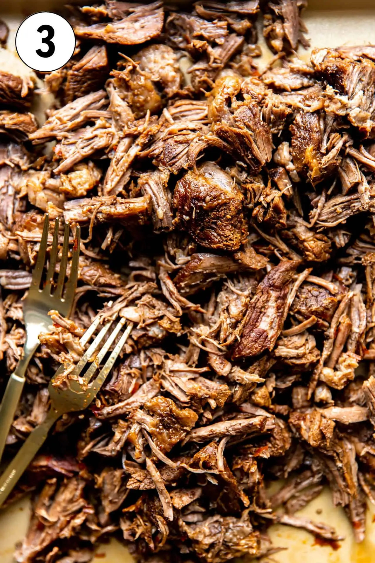 Chopped up beef from homemade birria.