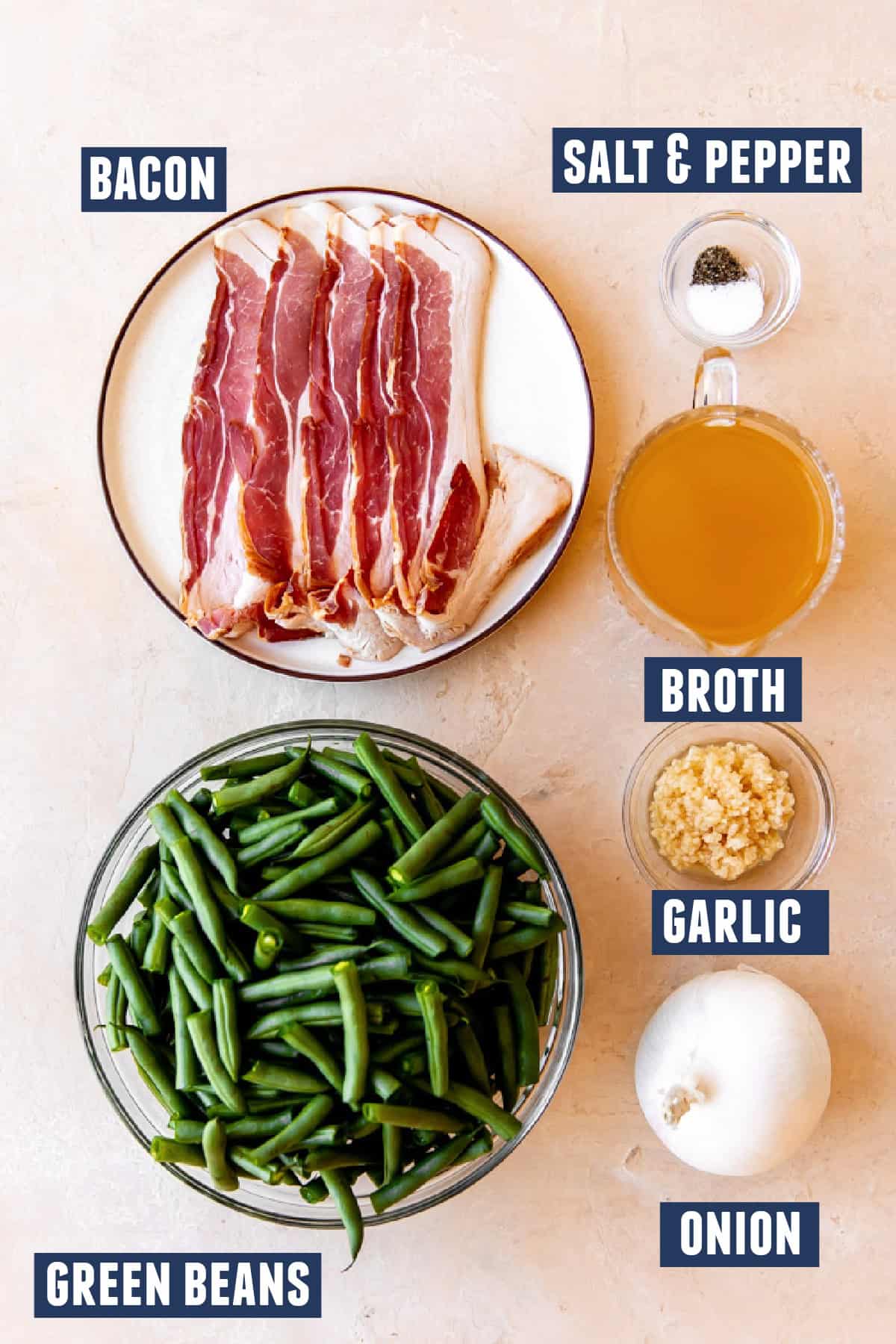 Ingredients needed to make southern style green beans.