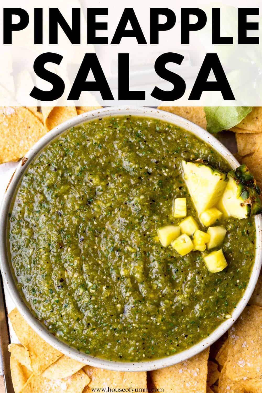 Pineapple salsa with text.