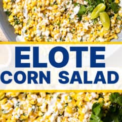 Pinterest collage for elote corn salad.