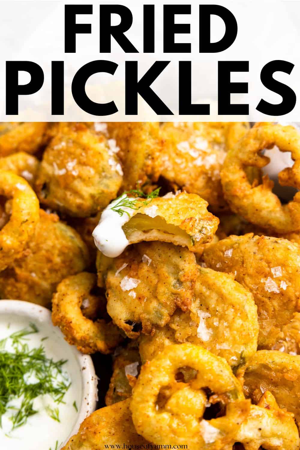 Fried pickles with text.