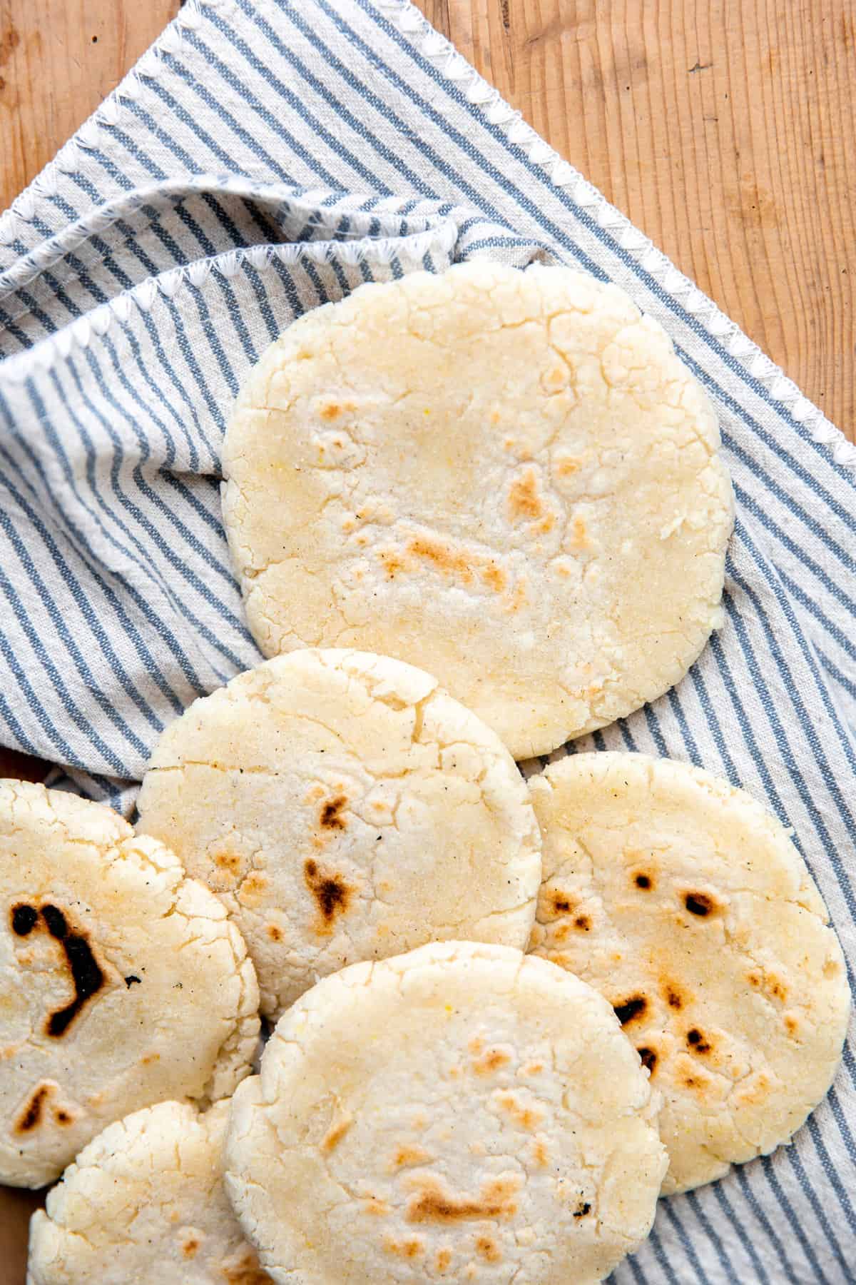 Cooked gorditas before filling is added.