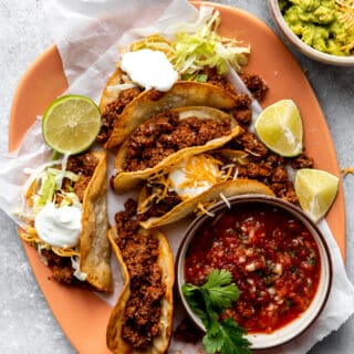 Plate of ground beef tacos