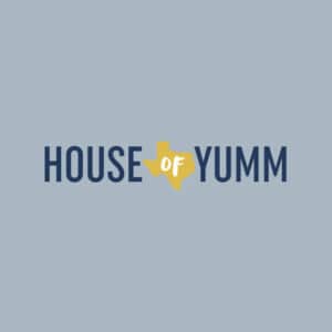 house of yumm logo on blue background