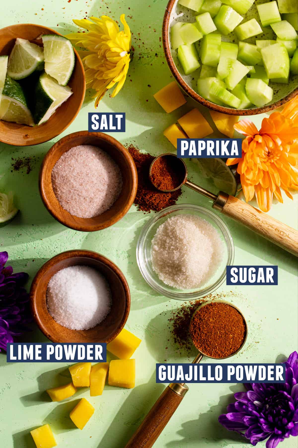 Ingredients needed to make homemade chili lime seasoning.