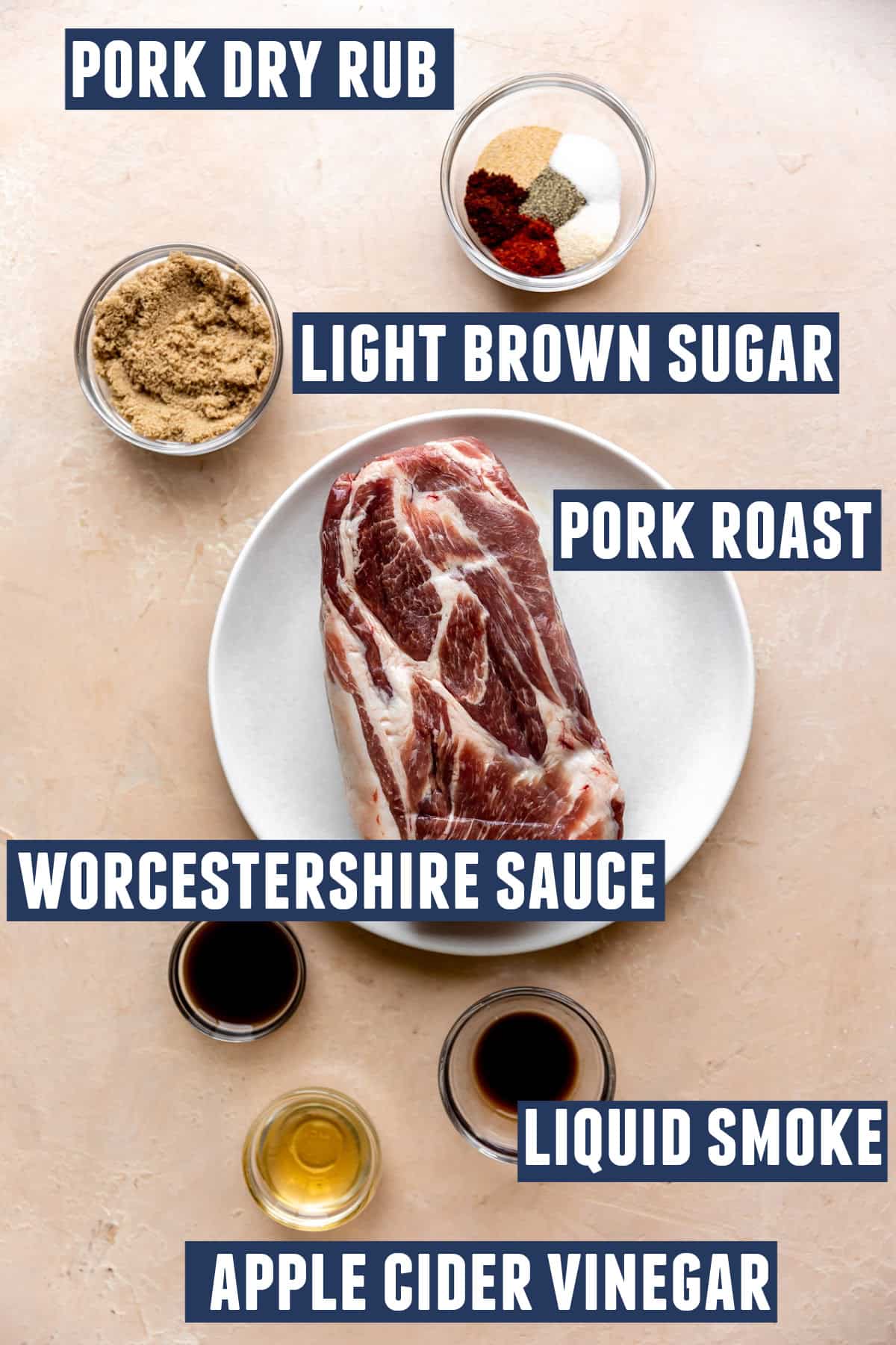 Ingredients for a slow cooker pulled pork on the counter.