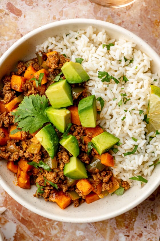 Sweet Potato and Ground Beef Skillet - House of Yumm