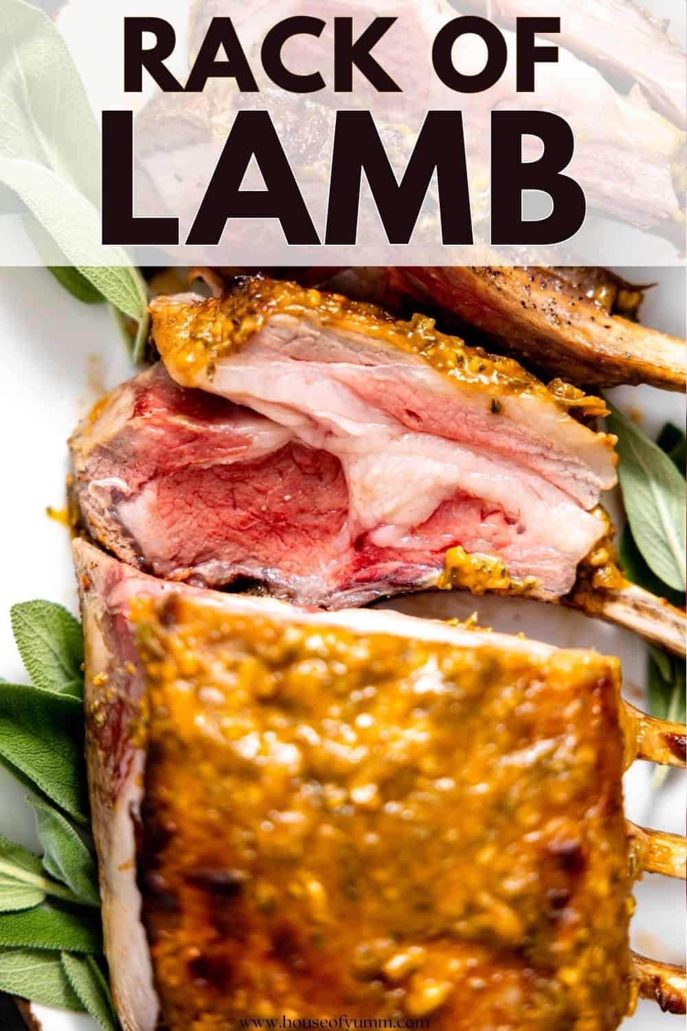 Rack of lamb with text.