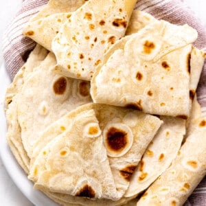 Plate with flour tortillas