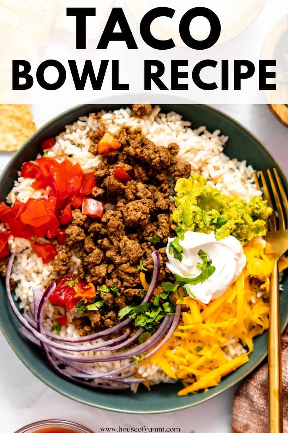 Taco bowl with text.