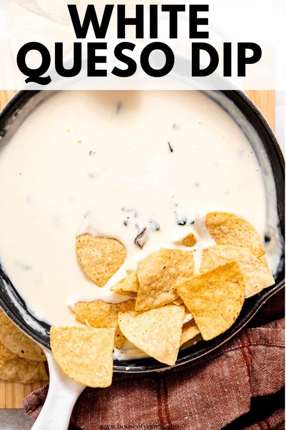 White queso dip with text.