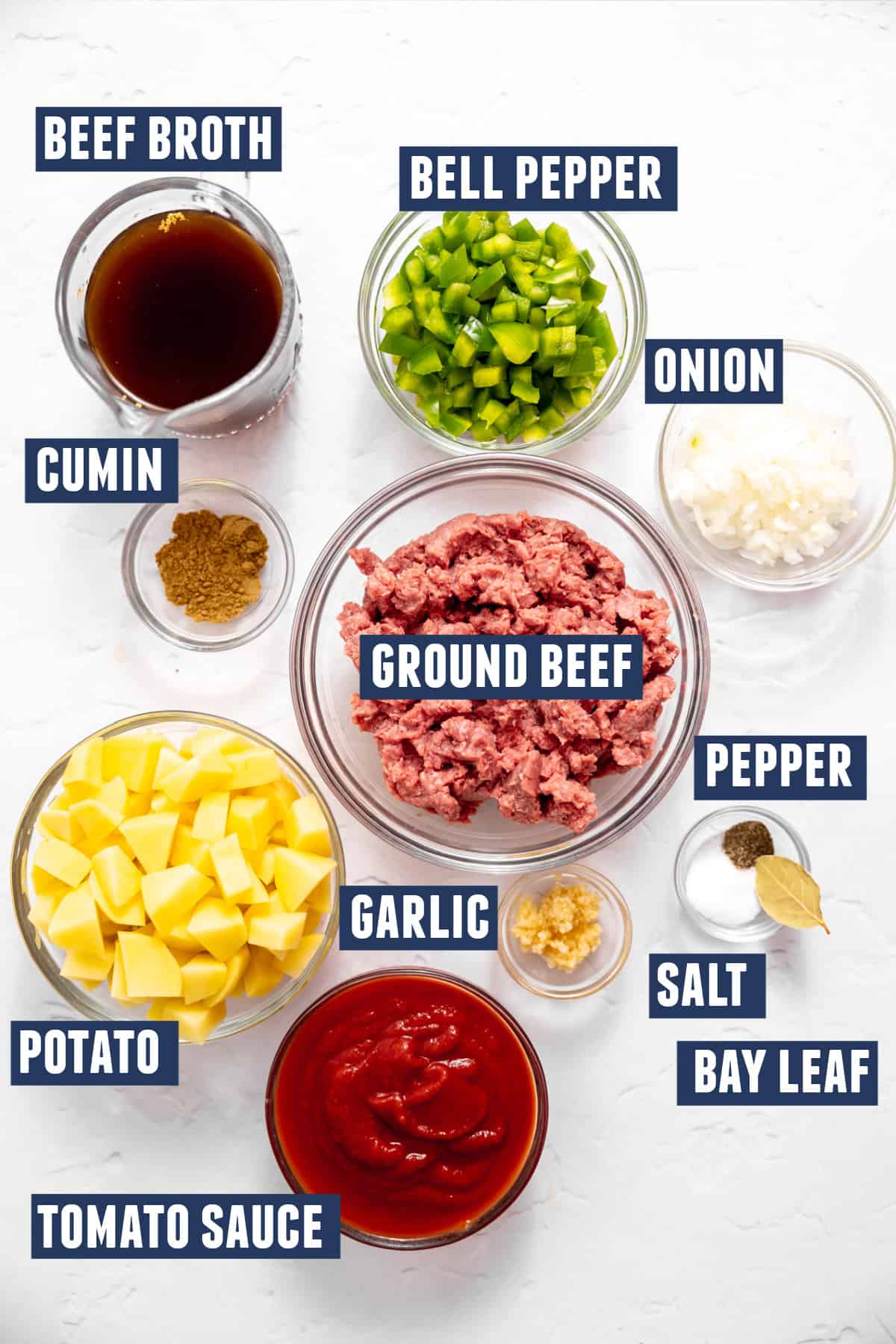 Ingredients needed to make Mexican picadillo.