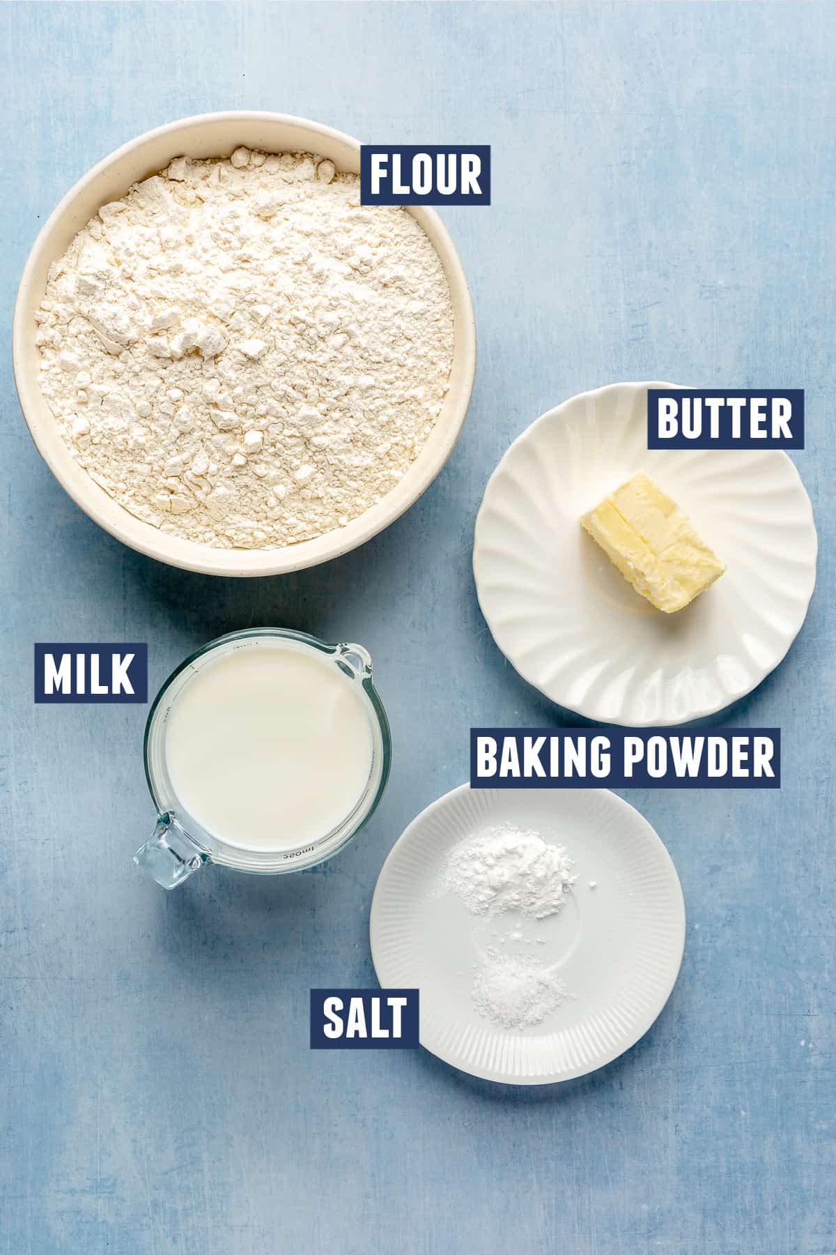 Ingredients needed for no yeast pizza dough. 