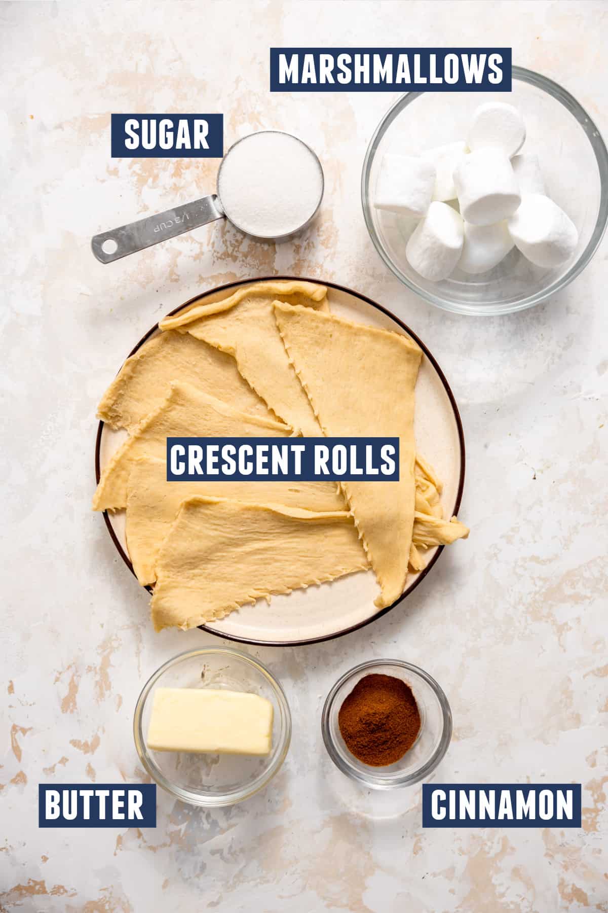 Ingredients needed to make resurrection rolls. 