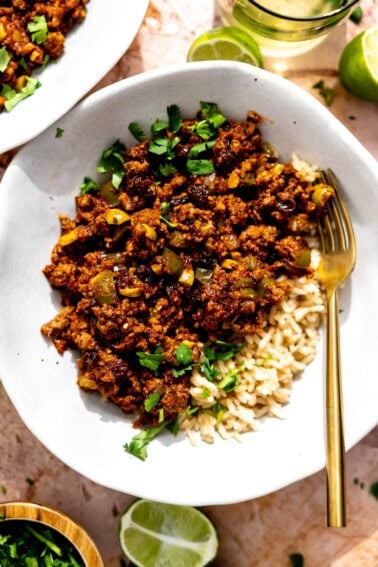 Cuban picadillo served in bowls.