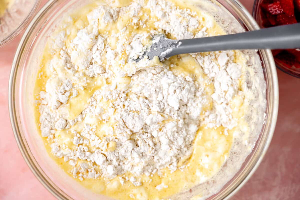 Lemon loaf batter being mixed. 