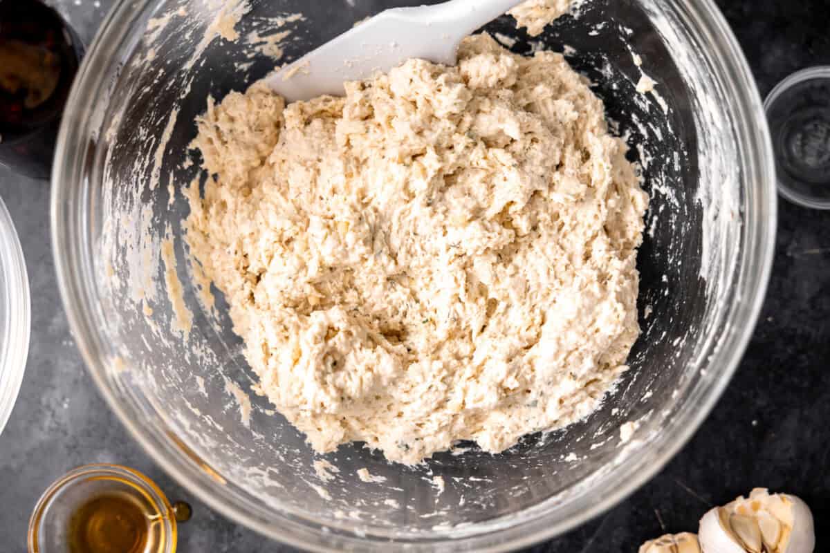 Mixed beer bread batter. 