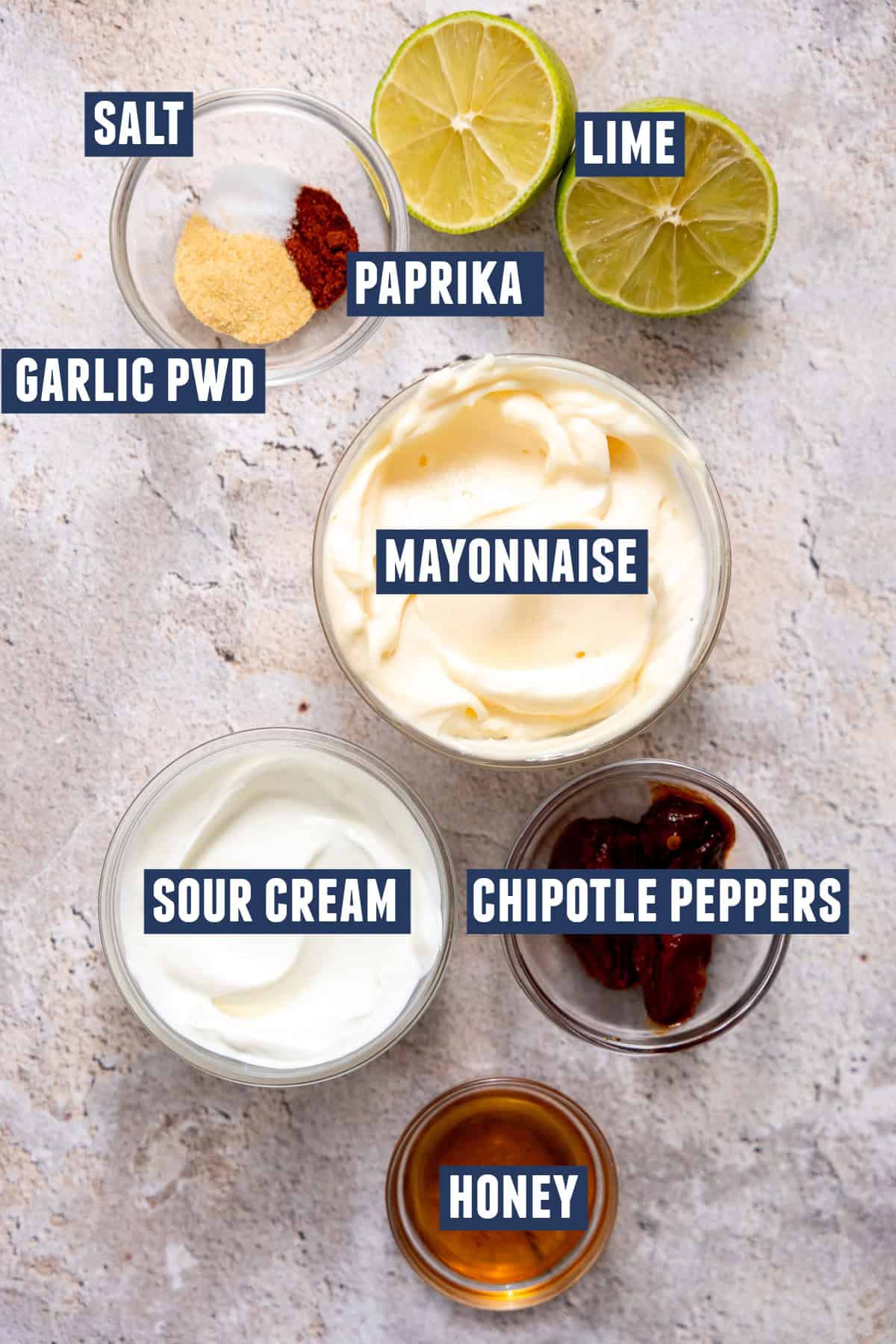 Ingredients needed to make chipotle mayo. 