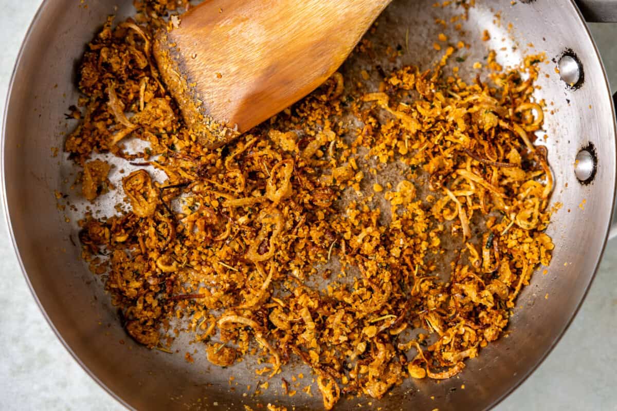 Crispy shallots with herbs and panko for a crunchy topping. 