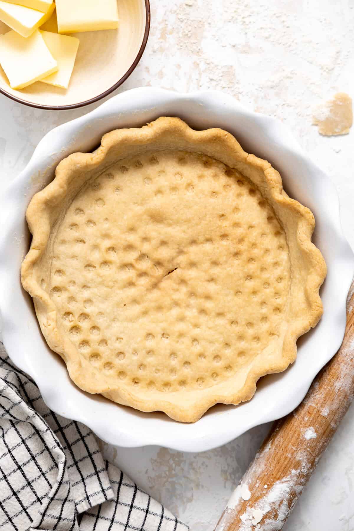 Blind baked pie crust. 